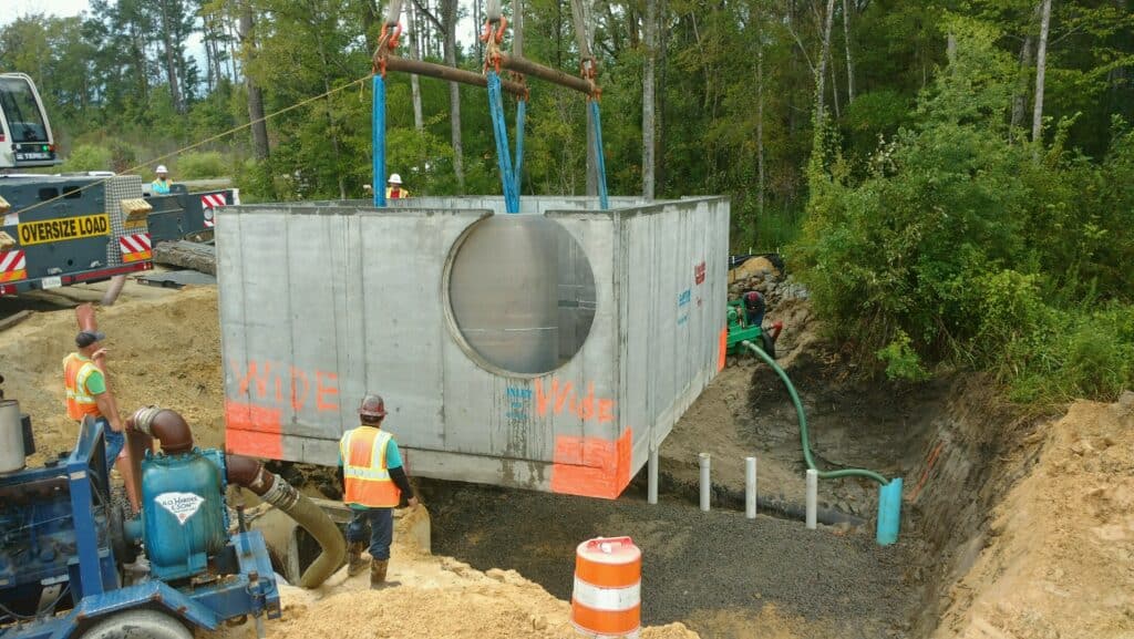 Precast Concrete Cistern being installed