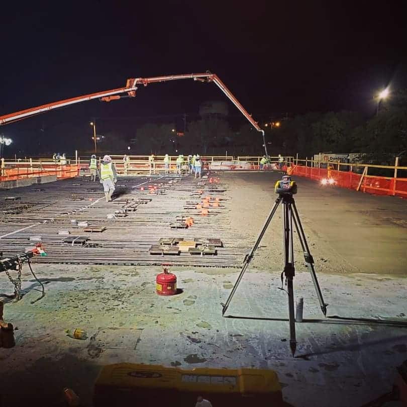 Knight's Redi-Mix concrete pumped on to an elevated slab.
